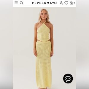 Peppermayo Yellow Halter Sheath Skirt Set Never Worn